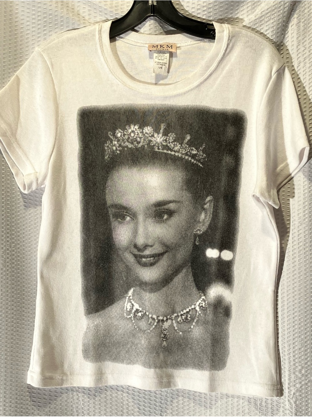 MKM Designs White Tee with Black-and-Gray Princess Photo